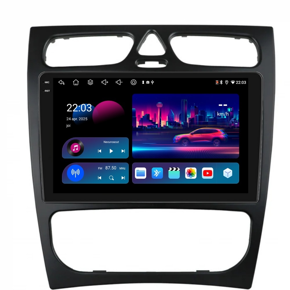 Navigatie PilotOn Mercedes Benz C Class W203 2000-2004 9 inch 4GB 64GB 8CORE