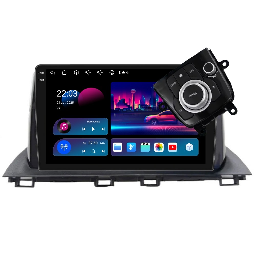 Navigatie PilotOn Mazda 3 2013-2018 + Joystick 9 inch 4GB 64GB 8CORE