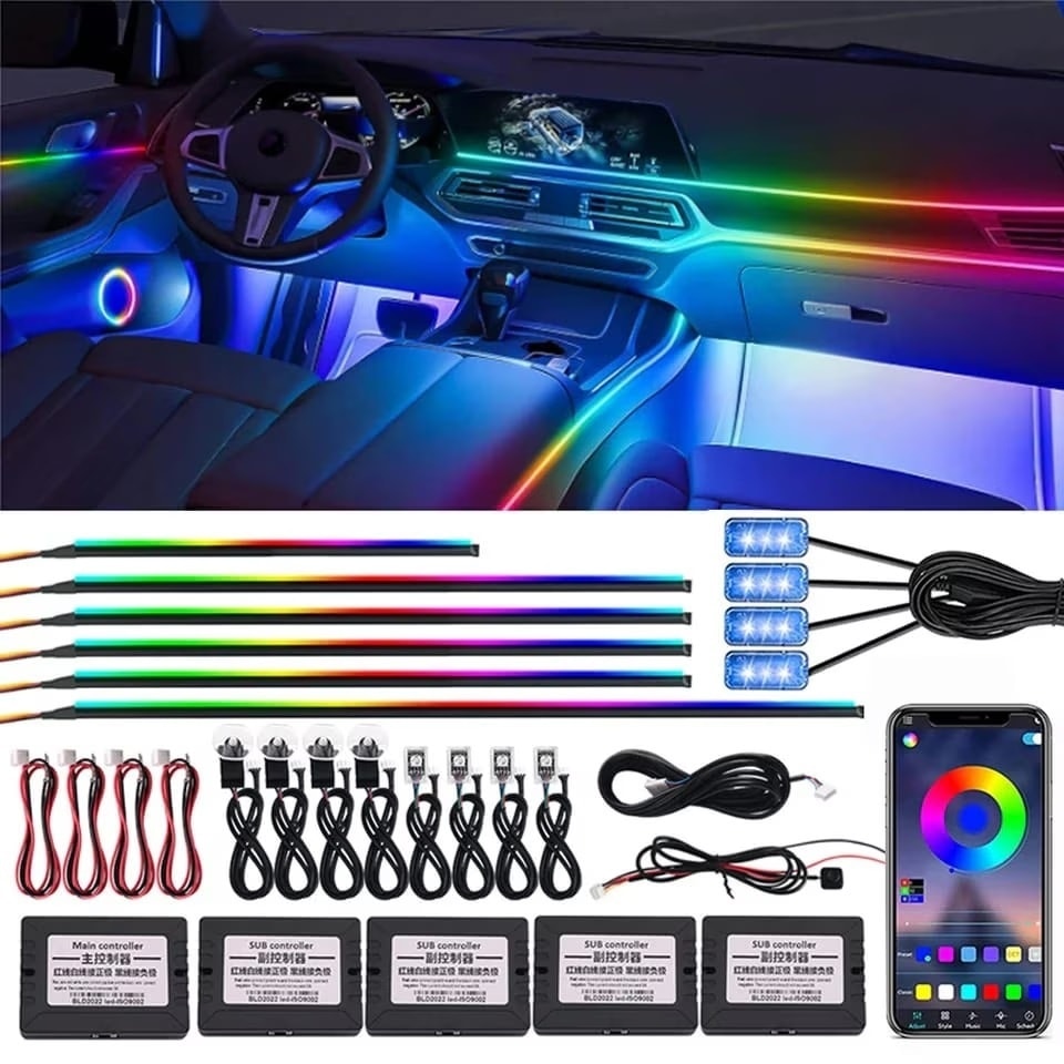 Pachet Lumini Ambientale Universale cu 18 Puncte LED si 64 de Culori